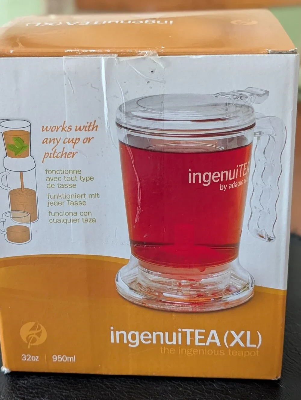 IngenuiTEA Maker Over the Cup Loose Tea Infuser for Hot Tea 32oz